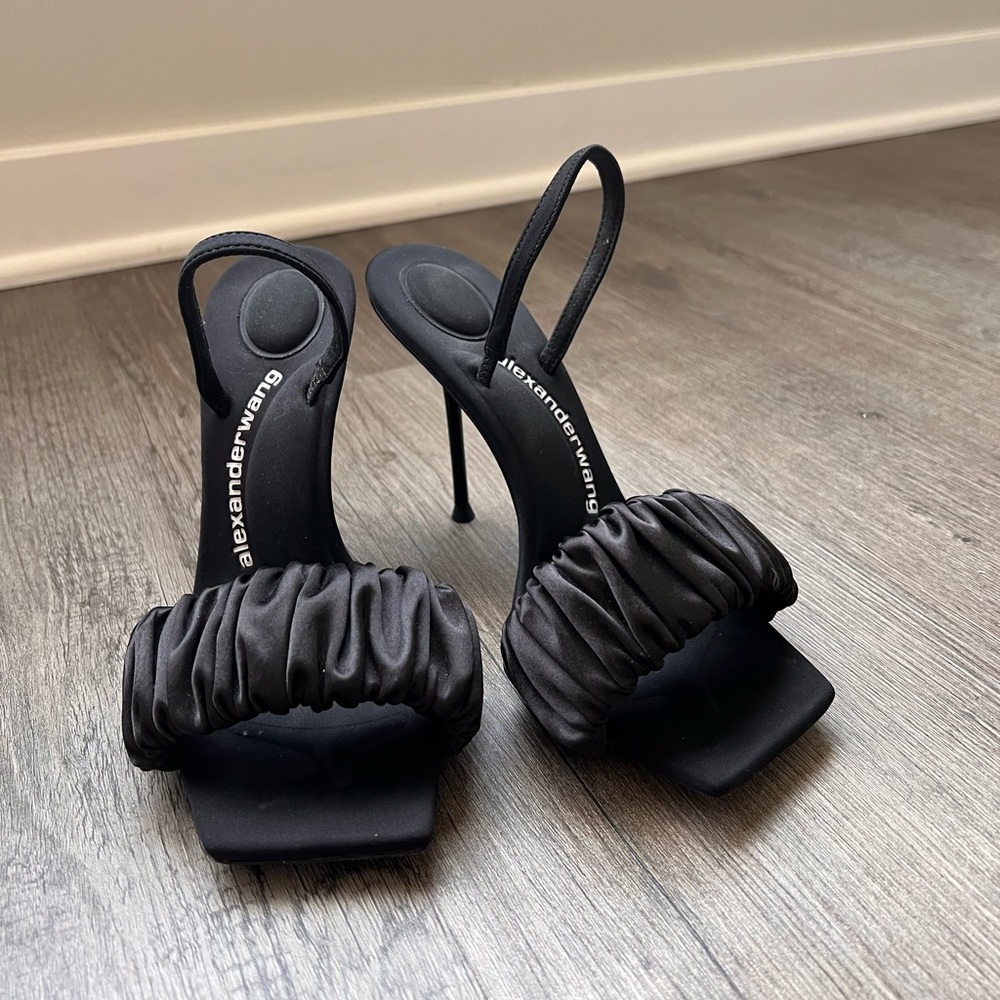 Alexander Wang size 7.5 black satin heels - Picture 3 of 6